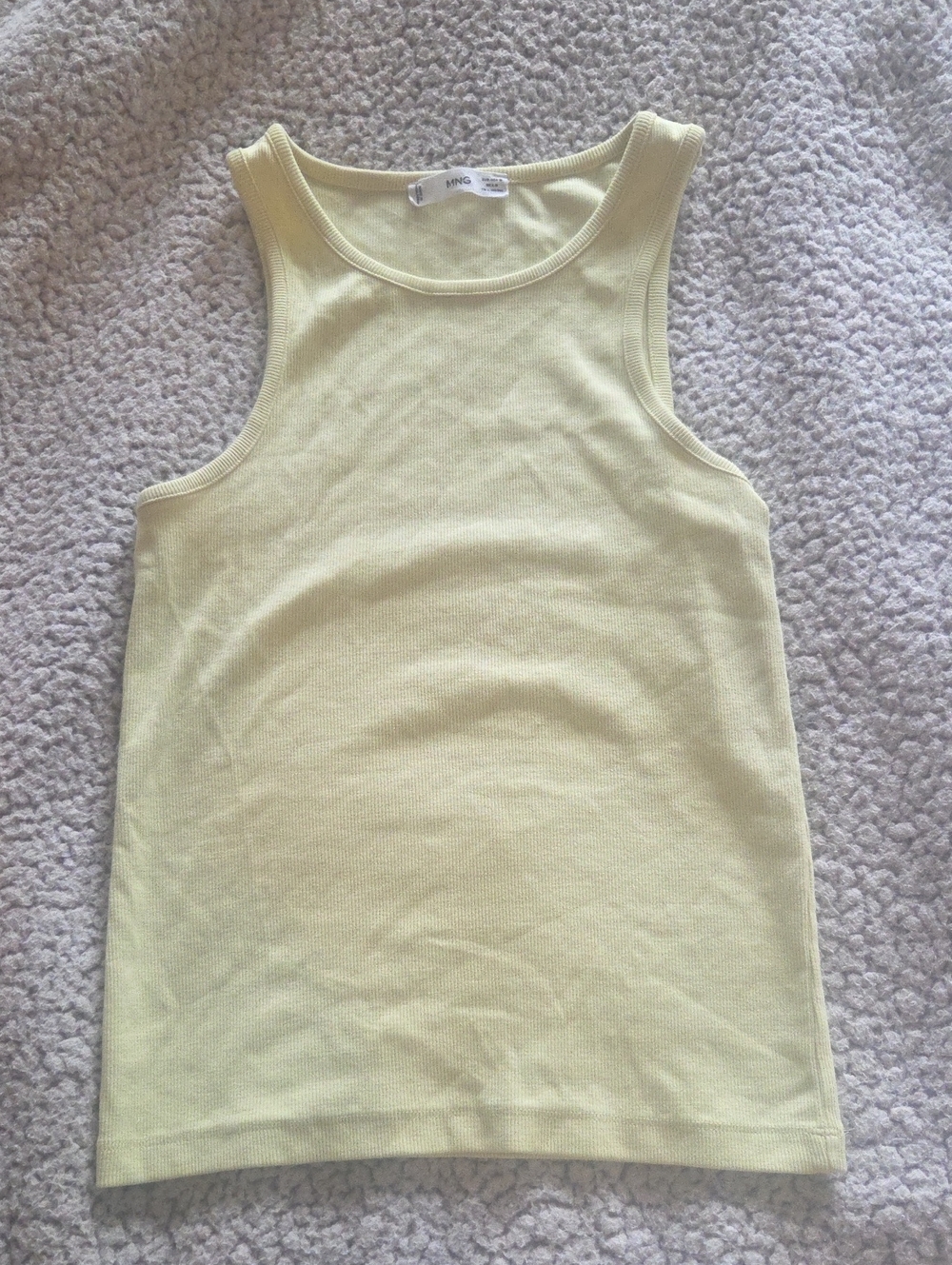 Mango Neon Yellow Ribbed Tank Top